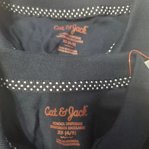 NWT Cat & Jack Girl's Navy Blue Uniform Polo Shirts 2 PK XS 4/5 - Picture 4 of 7